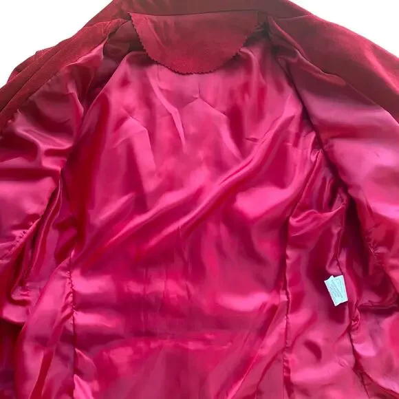 Vera Pelle Masterpelle Handcrafted Italian Cherry Red Suede Italy Leather Jacket - Picture 13 of 13